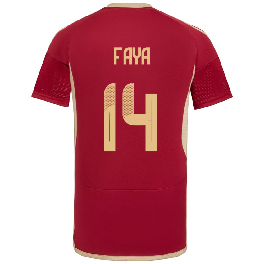 Børn Venezuela Carlos Faya #14 Bourgogne Hjemmebane Spillertrøjer 24-26 Trøje T-Shirt