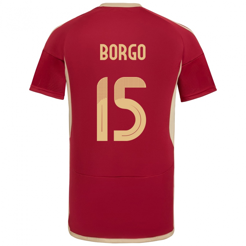 Børn Venezuela Ángel Borgo #15 Bourgogne Hjemmebane Spillertrøjer 24-26 Trøje T-Shirt