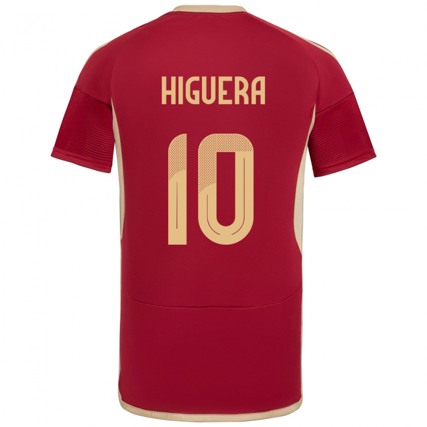 Børn Venezuela Enyerliannys Higuera #10 Bourgogne Hjemmebane Spillertrøjer 24-26 Trøje T-Shirt