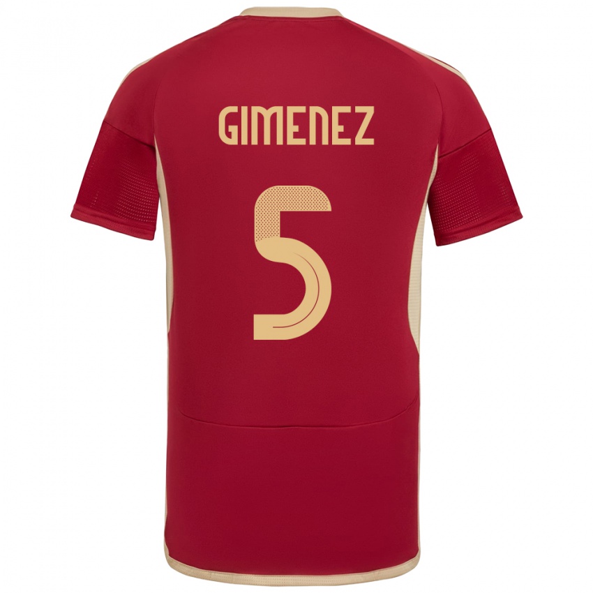 Børn Venezuela Yenifer Giménez #5 Bourgogne Hjemmebane Spillertrøjer 24-26 Trøje T-Shirt