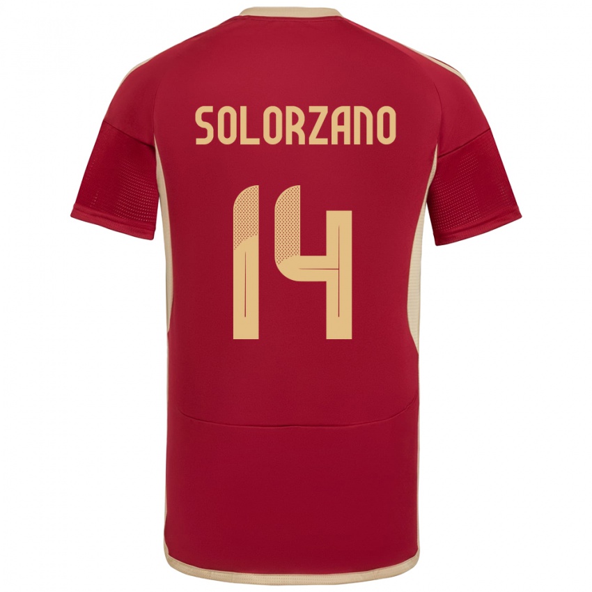 Børn Venezuela Fabiola Solórzano #14 Bourgogne Hjemmebane Spillertrøjer 24-26 Trøje T-Shirt