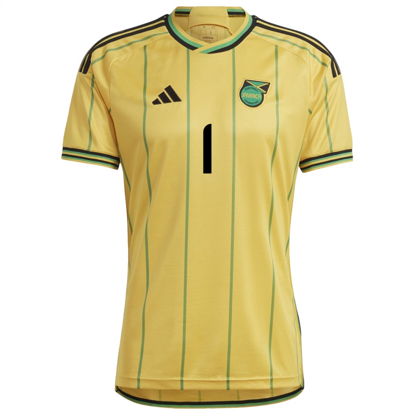 Børn Jamaica Sydney Schneider #1 Gul Hjemmebane Spillertrøjer 24-26 Trøje T-Shirt