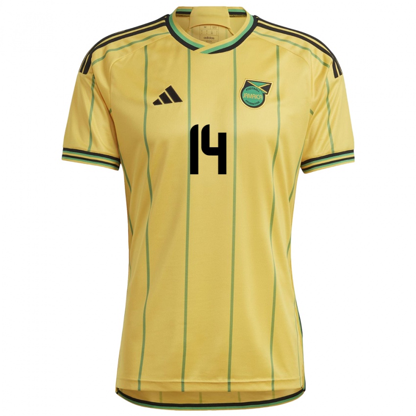 Børn Jamaica Ashton Gordon #14 Gul Hjemmebane Spillertrøjer 24-26 Trøje T-Shirt