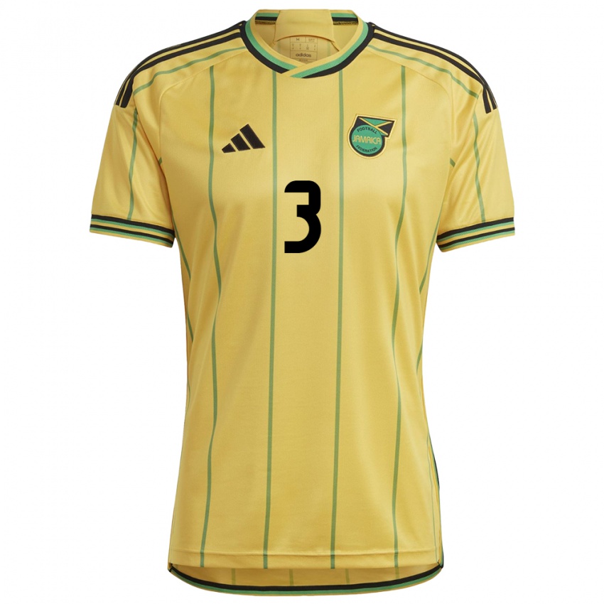 Børn Jamaica Melissa Johnson #3 Gul Hjemmebane Spillertrøjer 24-26 Trøje T-Shirt