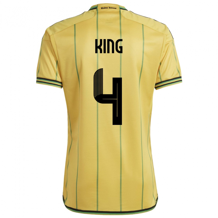 Børn Jamaica Richard King #4 Gul Hjemmebane Spillertrøjer 24-26 Trøje T-Shirt