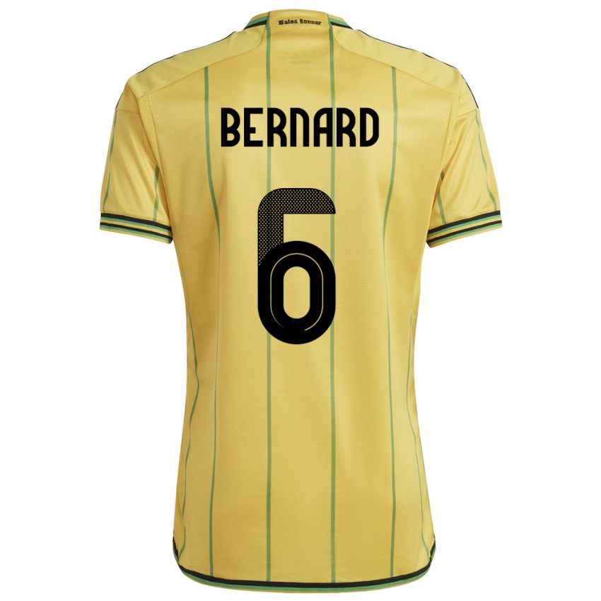 Børn Jamaica Di'shon Bernard #6 Gul Hjemmebane Spillertrøjer 24-26 Trøje T-Shirt