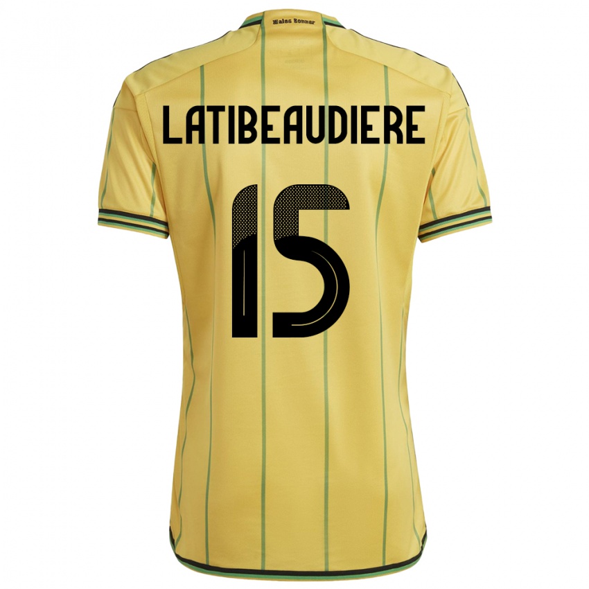 Børn Jamaica Joel Latibeaudiere #15 Gul Hjemmebane Spillertrøjer 24-26 Trøje T-Shirt