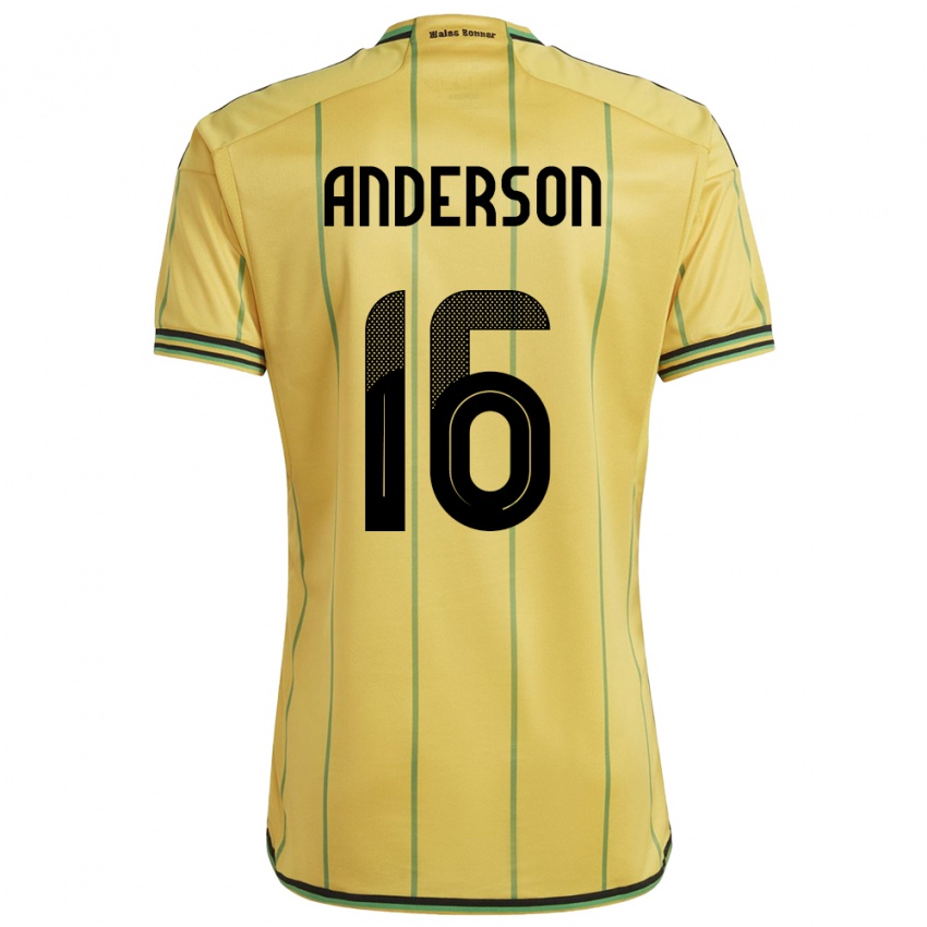 Børn Jamaica Karoy Anderson #16 Gul Hjemmebane Spillertrøjer 24-26 Trøje T-Shirt