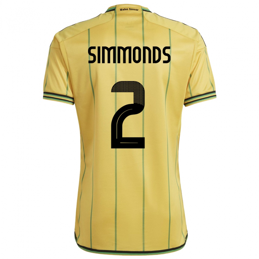 Børn Jamaica Nicholas Simmonds #2 Gul Hjemmebane Spillertrøjer 24-26 Trøje T-Shirt