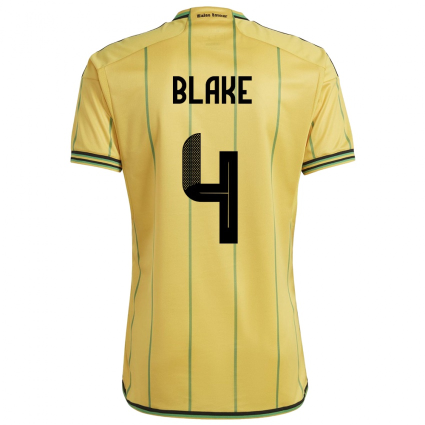 Børn Jamaica Romain Blake #4 Gul Hjemmebane Spillertrøjer 24-26 Trøje T-Shirt