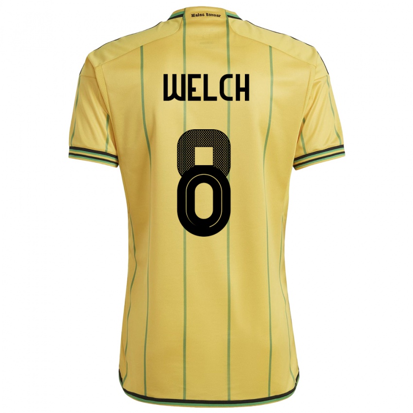 Børn Jamaica Makai Welch #8 Gul Hjemmebane Spillertrøjer 24-26 Trøje T-Shirt