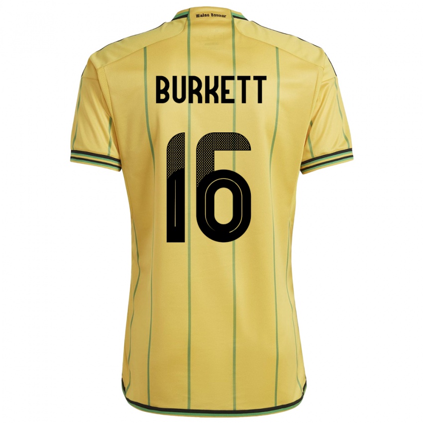 Børn Jamaica Brian Burkett #16 Gul Hjemmebane Spillertrøjer 24-26 Trøje T-Shirt