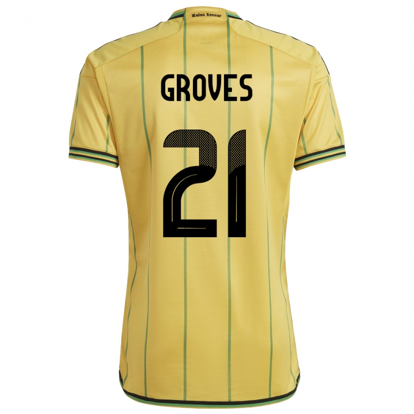 Børn Jamaica Isreala Groves #21 Gul Hjemmebane Spillertrøjer 24-26 Trøje T-Shirt