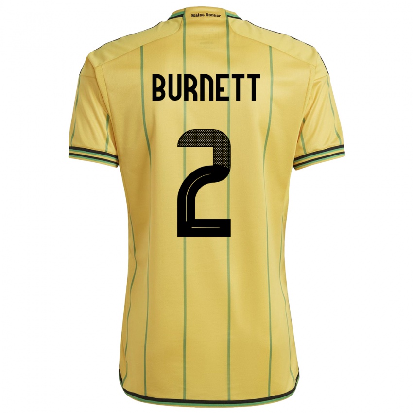 Børn Jamaica Theanna Burnett #2 Gul Hjemmebane Spillertrøjer 24-26 Trøje T-Shirt