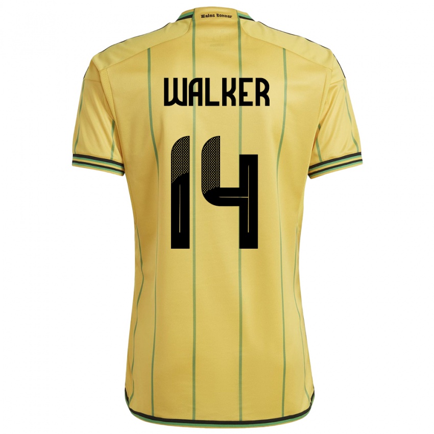 Børn Jamaica Ricshya Walker #14 Gul Hjemmebane Spillertrøjer 24-26 Trøje T-Shirt