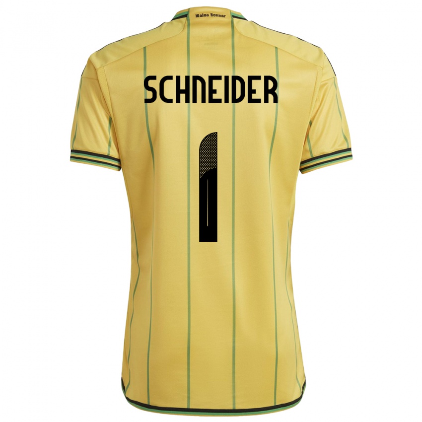 Børn Jamaica Sydney Schneider #1 Gul Hjemmebane Spillertrøjer 24-26 Trøje T-Shirt