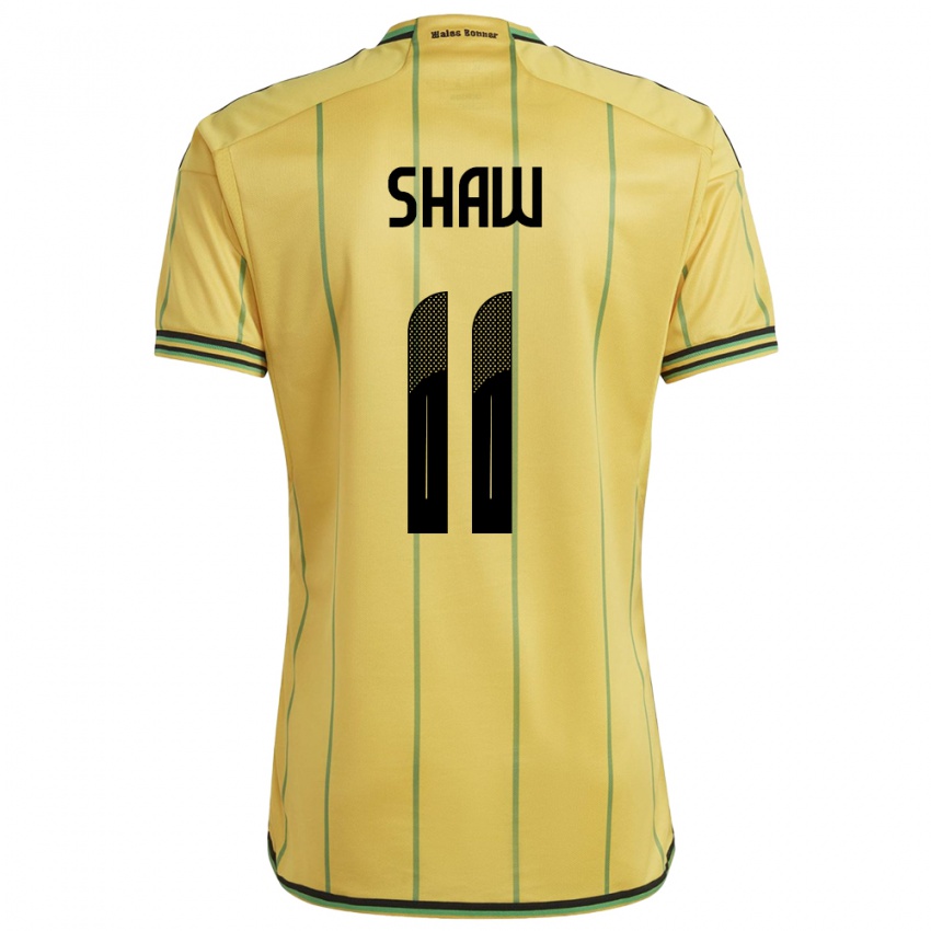 Børn Jamaica Khadija Shaw #11 Gul Hjemmebane Spillertrøjer 24-26 Trøje T-Shirt