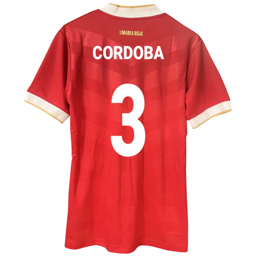 Børn Panama José Córdoba #3 Rød Hjemmebane Spillertrøjer 24-26 Trøje T-Shirt