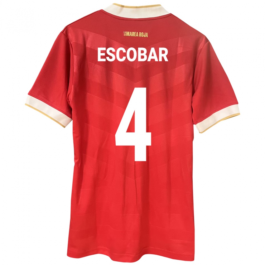 Børn Panama Fidel Escobar #4 Rød Hjemmebane Spillertrøjer 24-26 Trøje T-Shirt