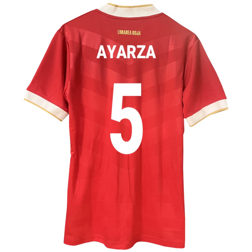 Børn Panama Abdiel Ayarza #5 Rød Hjemmebane Spillertrøjer 24-26 Trøje T-Shirt