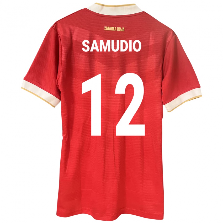 Børn Panama César Samudio #12 Rød Hjemmebane Spillertrøjer 24-26 Trøje T-Shirt