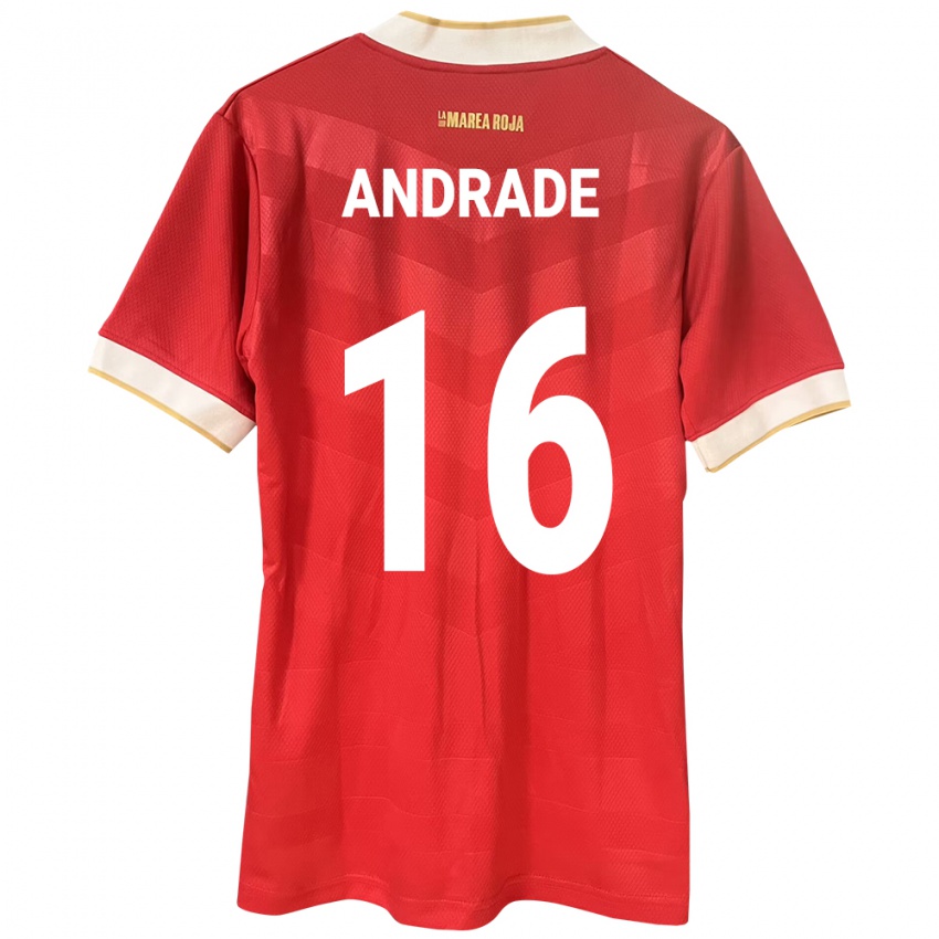 Børn Panama Andrés Andrade #16 Rød Hjemmebane Spillertrøjer 24-26 Trøje T-Shirt