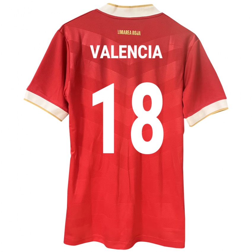 Børn Panama Omar Valencia #18 Rød Hjemmebane Spillertrøjer 24-26 Trøje T-Shirt