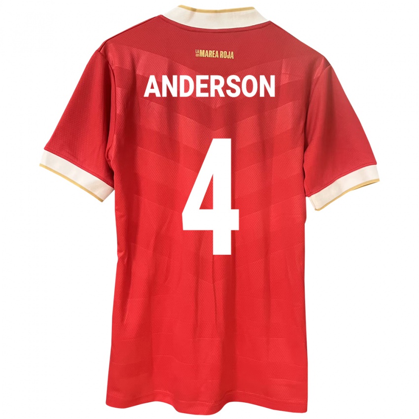 Børn Panama Eduardo Anderson #4 Rød Hjemmebane Spillertrøjer 24-26 Trøje T-Shirt