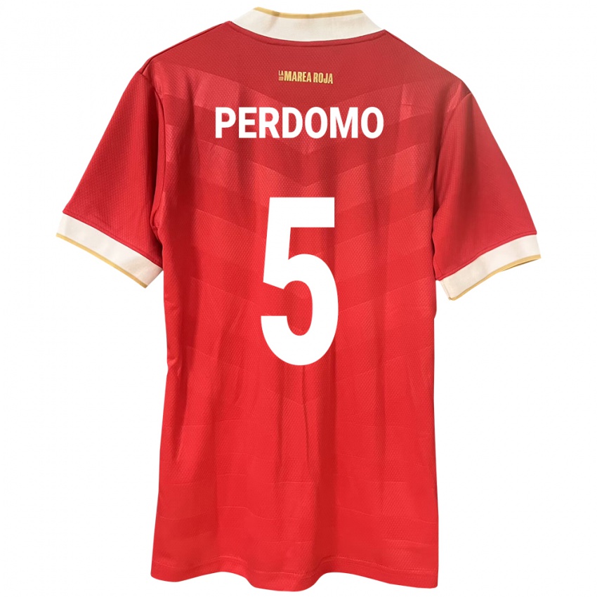 Børn Panama Reyniel Perdomo #5 Rød Hjemmebane Spillertrøjer 24-26 Trøje T-Shirt