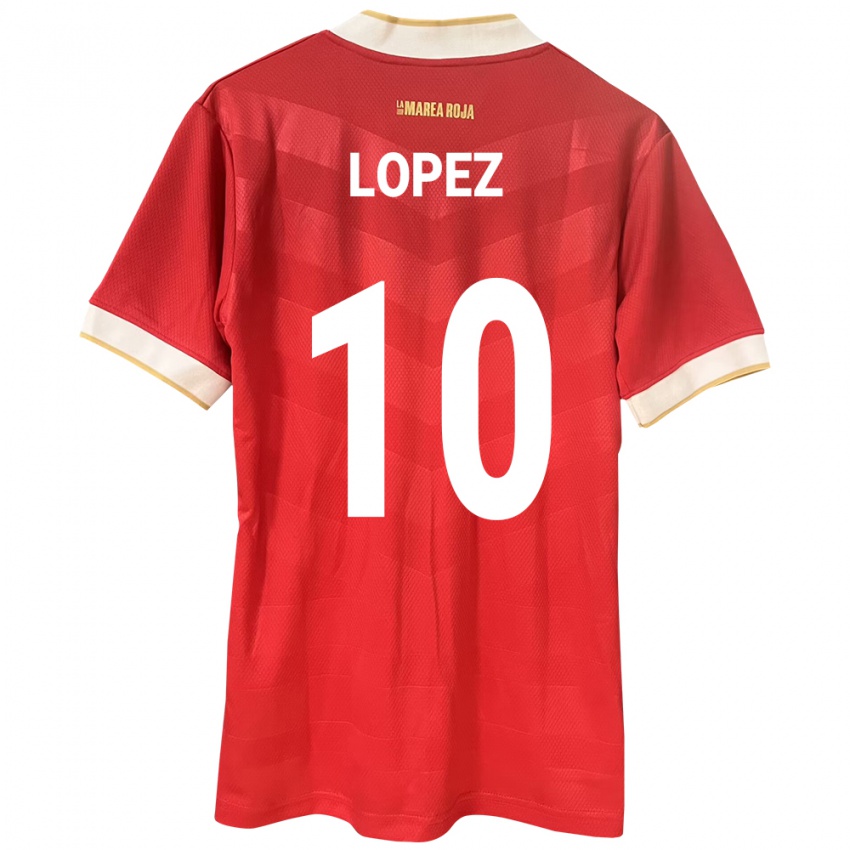 Børn Panama Ovidio Lopez #10 Rød Hjemmebane Spillertrøjer 24-26 Trøje T-Shirt