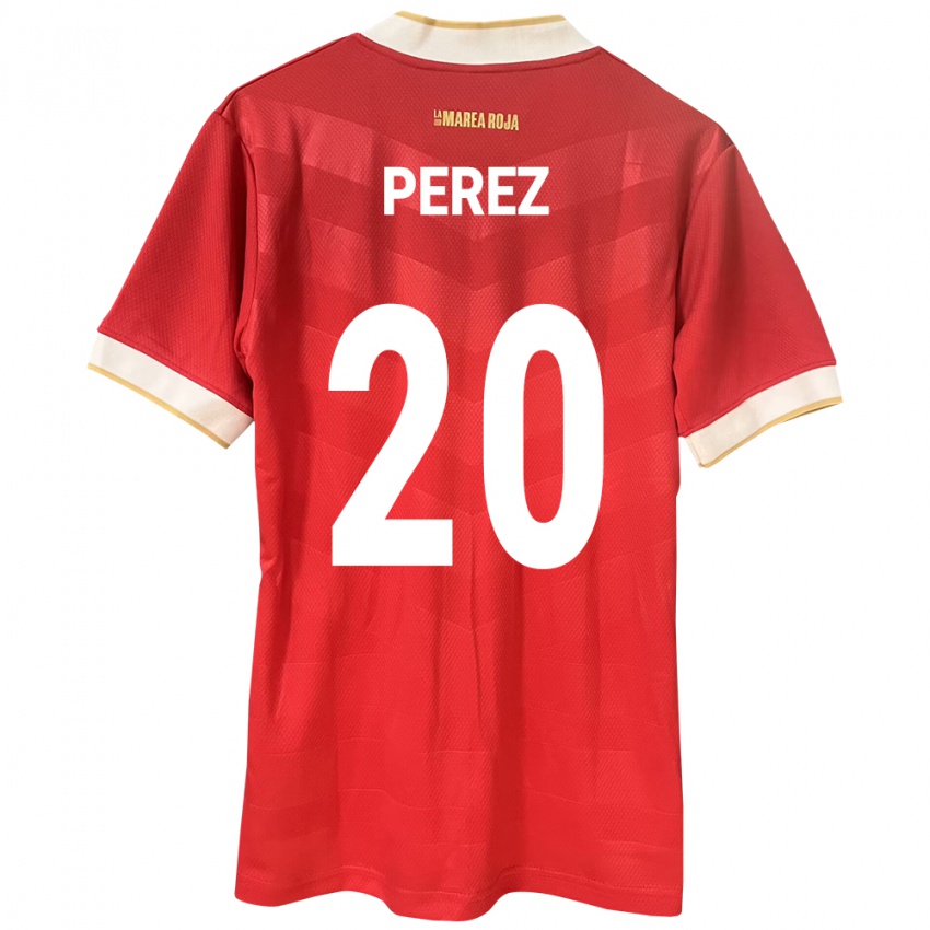 Børn Panama Blas Pérez #20 Rød Hjemmebane Spillertrøjer 24-26 Trøje T-Shirt