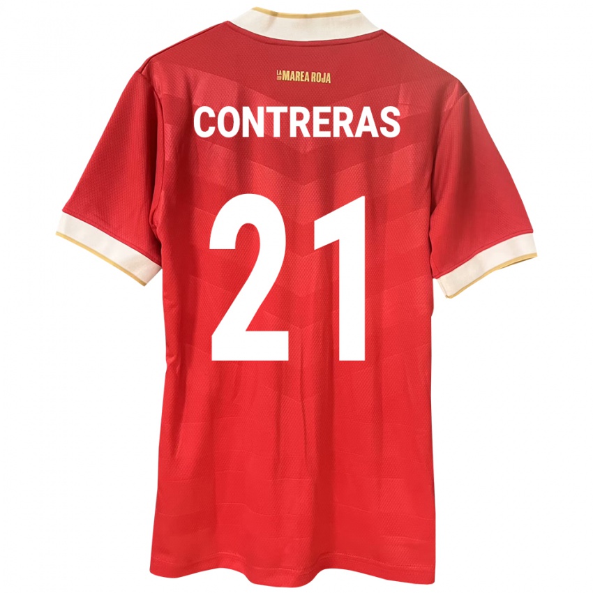 Børn Panama Davis Contreras #21 Rød Hjemmebane Spillertrøjer 24-26 Trøje T-Shirt