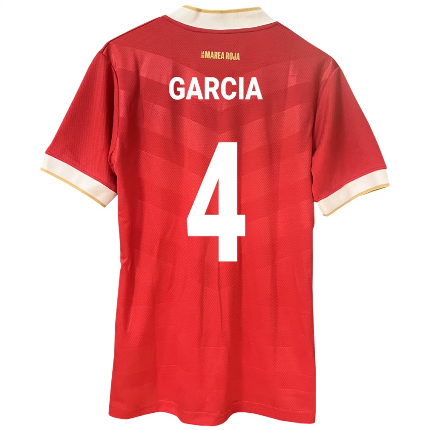 Børn Panama Giancarlos García #4 Rød Hjemmebane Spillertrøjer 24-26 Trøje T-Shirt