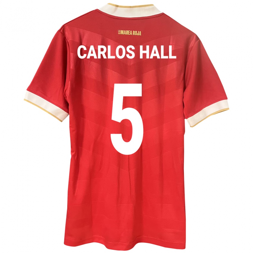 Børn Panama Juan Carlos Hall #5 Rød Hjemmebane Spillertrøjer 24-26 Trøje T-Shirt