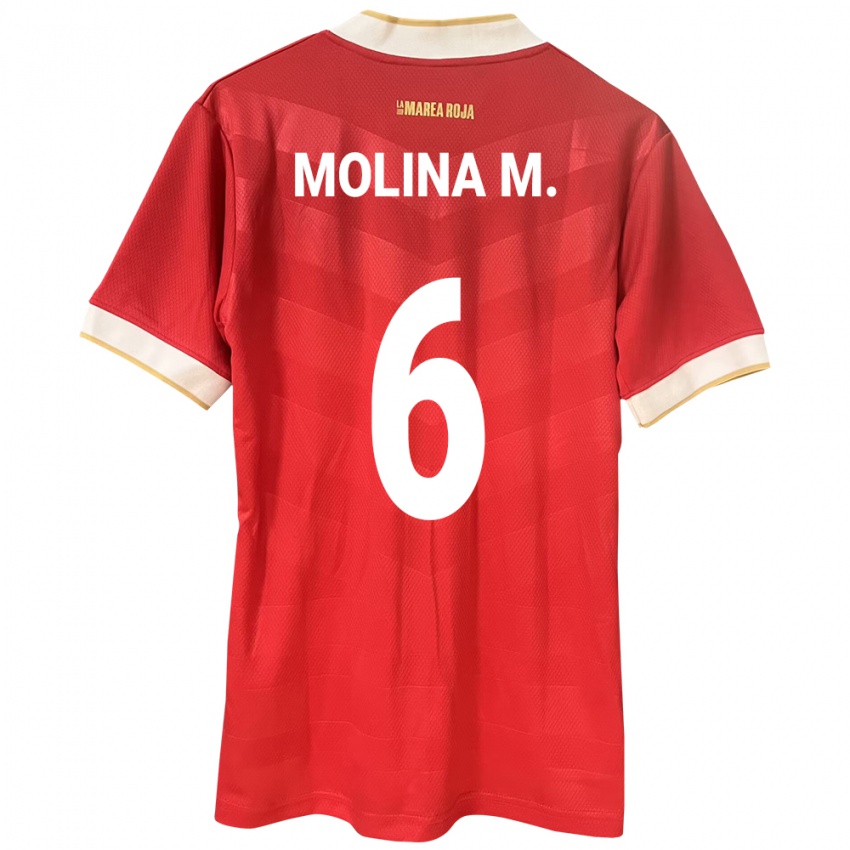 Børn Panama Mariana Molina #6 Rød Hjemmebane Spillertrøjer 24-26 Trøje T-Shirt