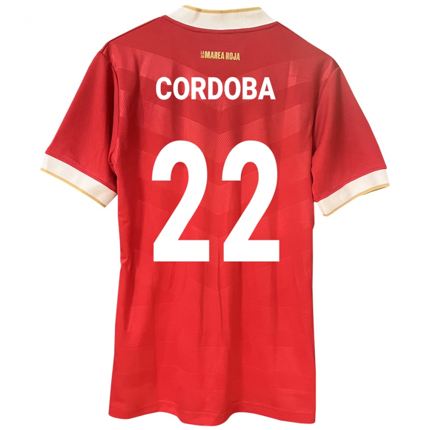 Børn Panama Farissa Córdoba #22 Rød Hjemmebane Spillertrøjer 24-26 Trøje T-Shirt