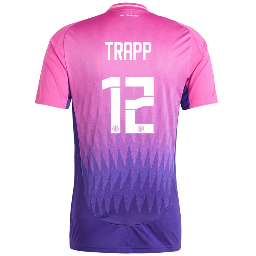 Børn Tyskland Kevin Trapp #12 Pink Lilla Udebane Spillertrøjer 24-26 Trøje T-Shirt