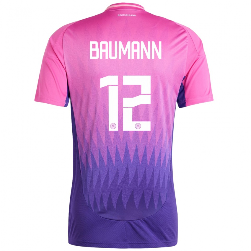 Børn Tyskland Oliver Baumann #12 Pink Lilla Udebane Spillertrøjer 24-26 Trøje T-Shirt