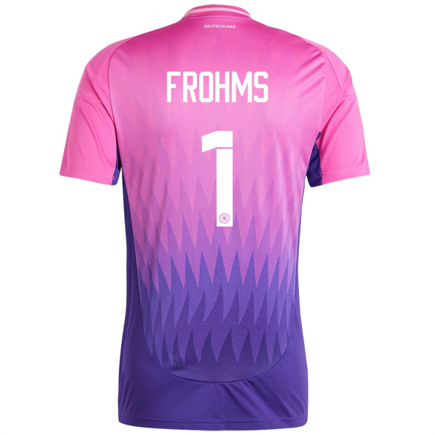 Børn Tyskland Merle Frohms #1 Pink Lilla Udebane Spillertrøjer 24-26 Trøje T-Shirt