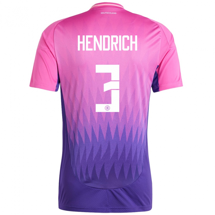 Børn Tyskland Kathrin Hendrich #3 Pink Lilla Udebane Spillertrøjer 24-26 Trøje T-Shirt