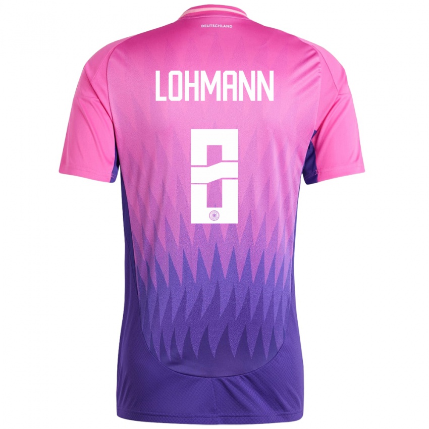 Børn Tyskland Sydney Lohmann #8 Pink Lilla Udebane Spillertrøjer 24-26 Trøje T-Shirt