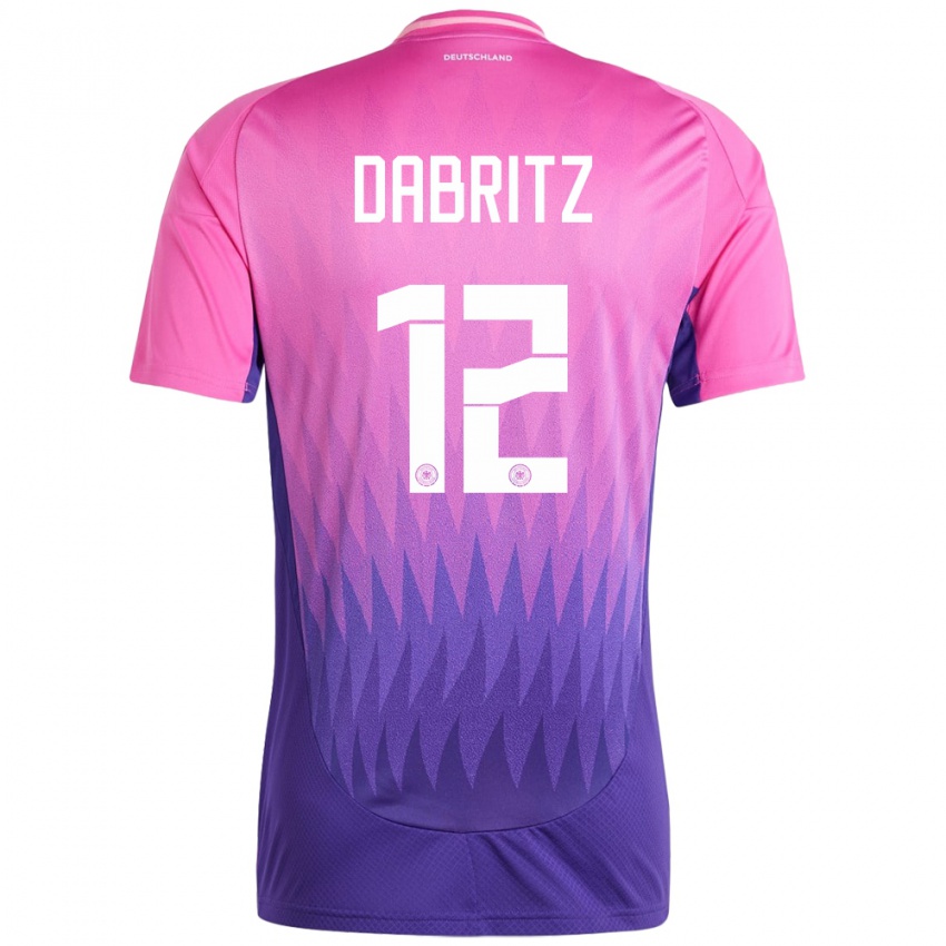 Børn Tyskland Sara Dabritz #12 Pink Lilla Udebane Spillertrøjer 24-26 Trøje T-Shirt