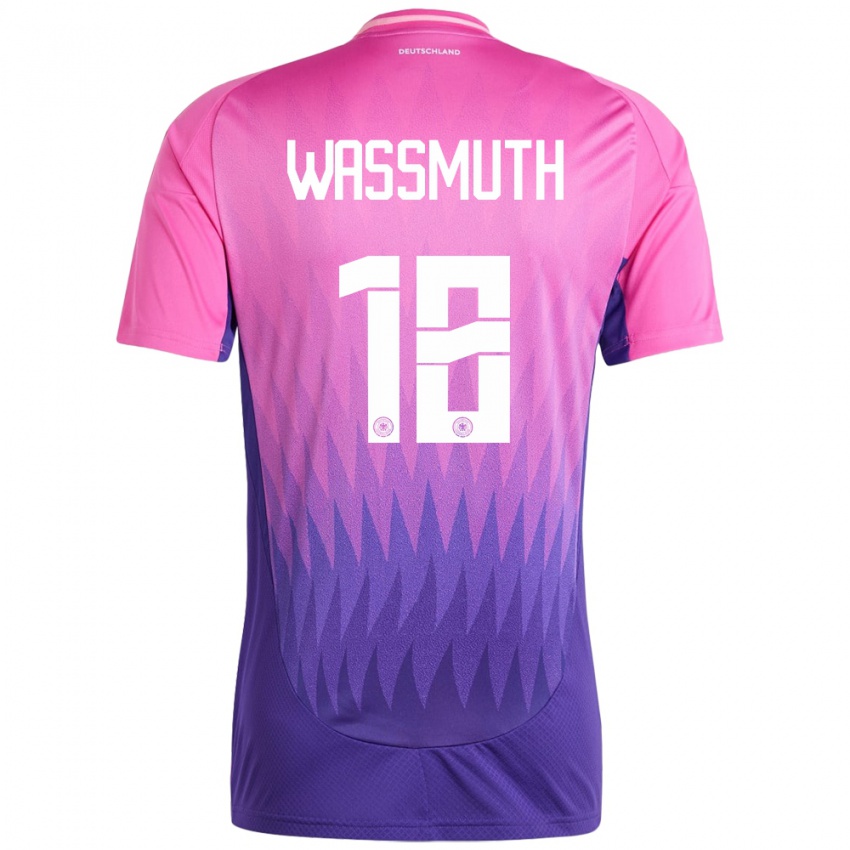 Børn Tyskland Tabea Wabmuth #18 Pink Lilla Udebane Spillertrøjer 24-26 Trøje T-Shirt