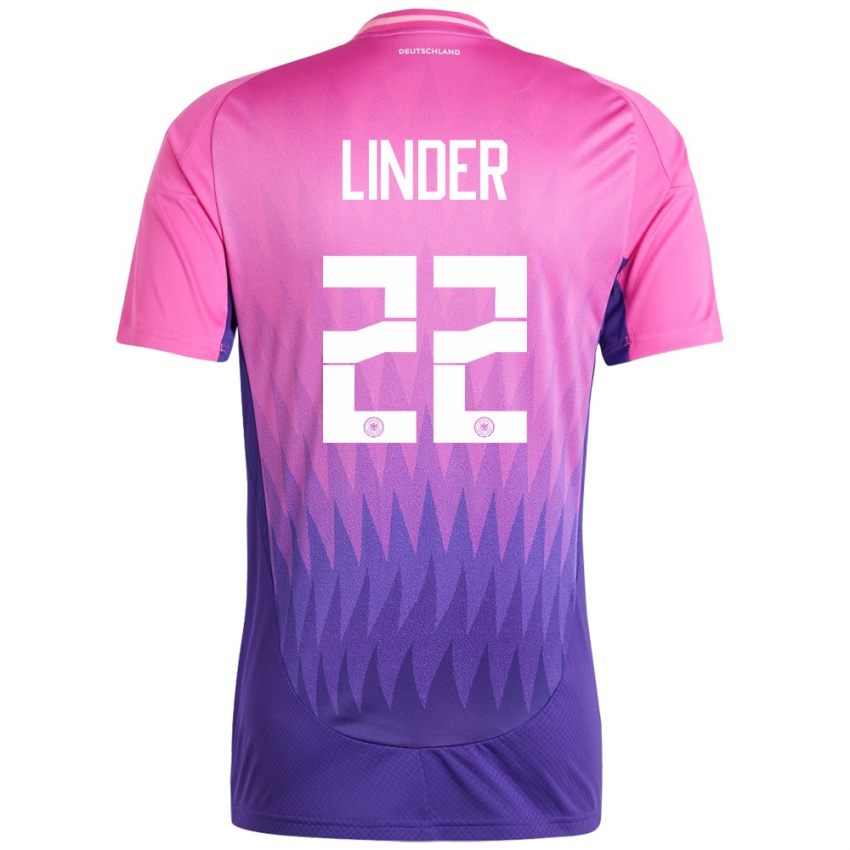 Børn Tyskland Sarai Linder #22 Pink Lilla Udebane Spillertrøjer 24-26 Trøje T-Shirt