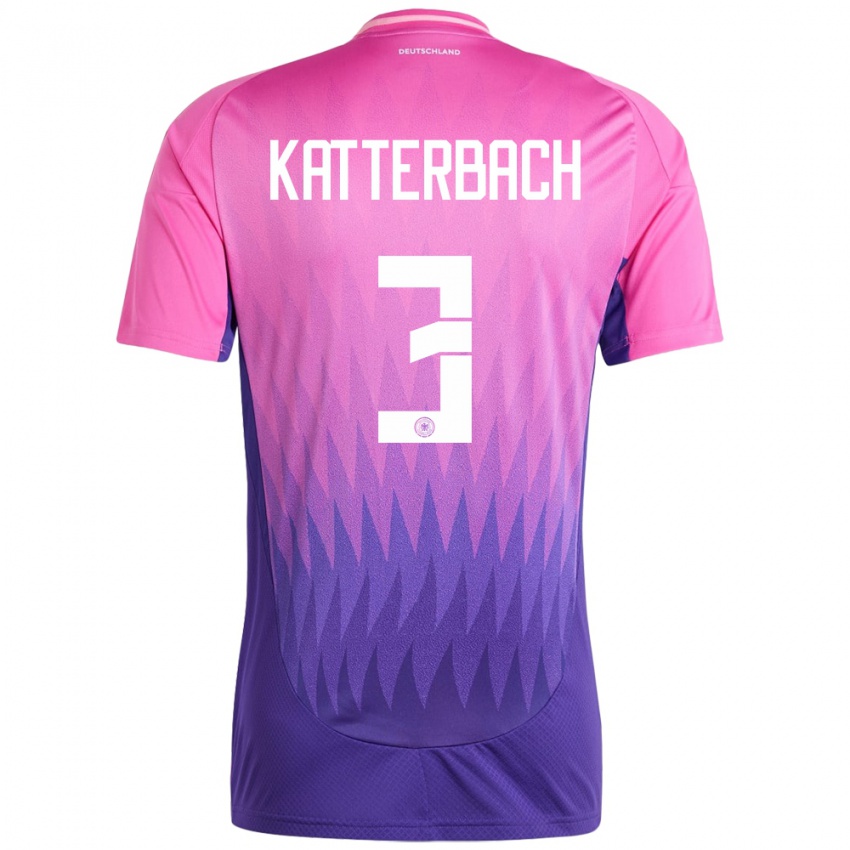 Børn Tyskland Noah Katterbach #3 Pink Lilla Udebane Spillertrøjer 24-26 Trøje T-Shirt