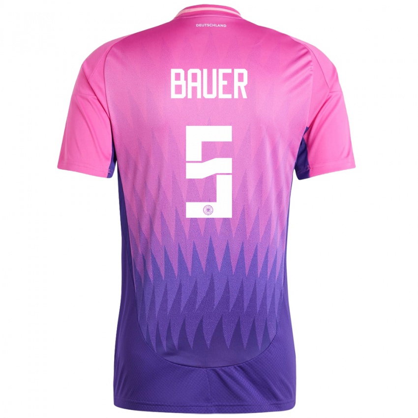 Børn Tyskland Maximilian Bauer #5 Pink Lilla Udebane Spillertrøjer 24-26 Trøje T-Shirt