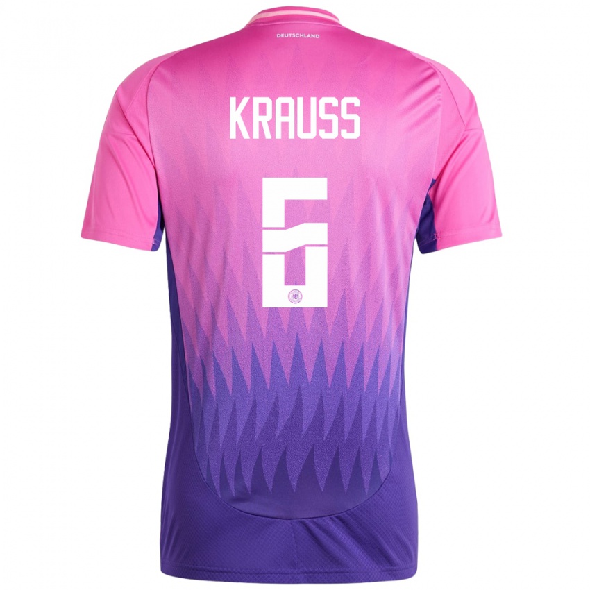 Børn Tyskland Tom Kraub #6 Pink Lilla Udebane Spillertrøjer 24-26 Trøje T-Shirt