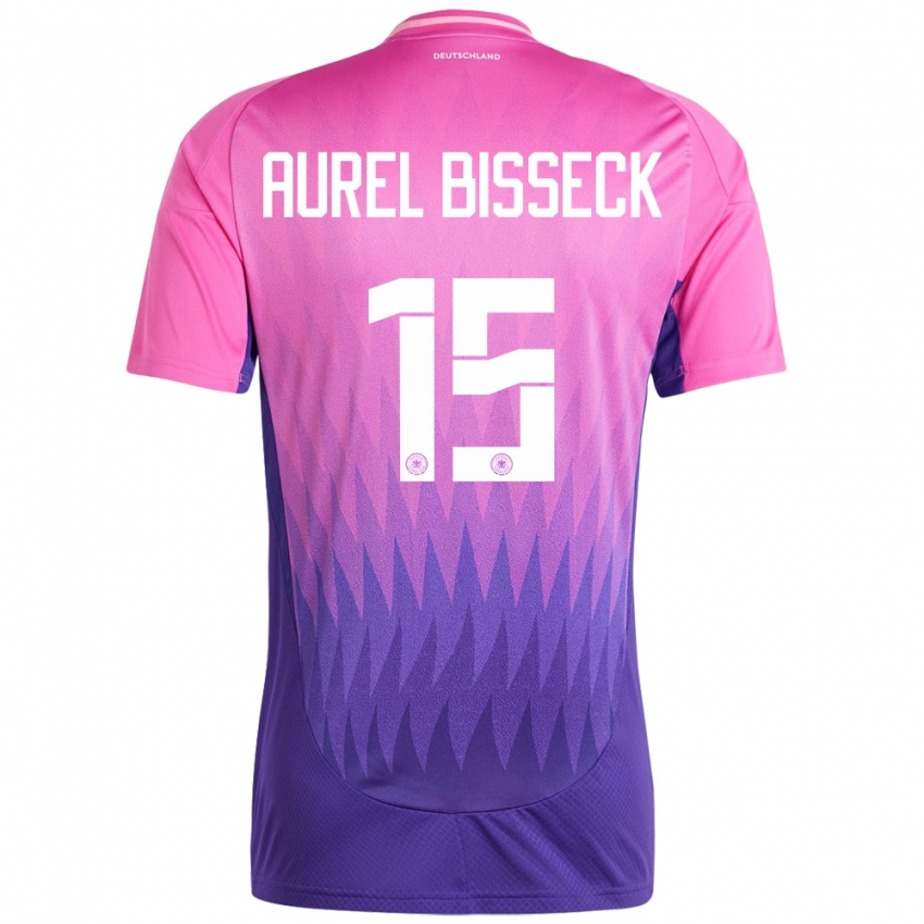 Børn Tyskland Yann Aurel Bisseck #15 Pink Lilla Udebane Spillertrøjer 24-26 Trøje T-Shirt
