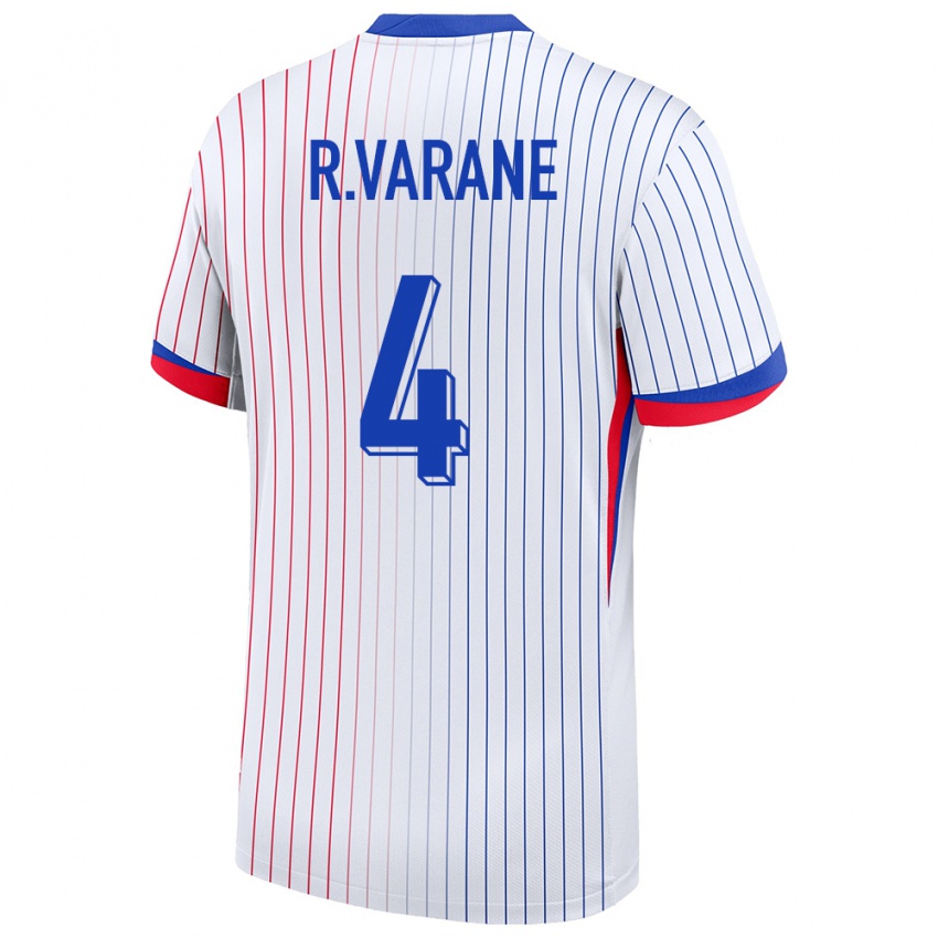 Børn Frankrig Raphael Varane #4 Hvid Udebane Spillertrøjer 24-26 Trøje T-Shirt