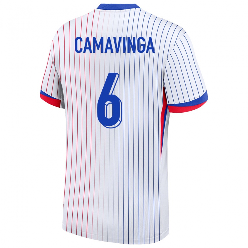 Børn Frankrig Eduardo Camavinga #6 Hvid Udebane Spillertrøjer 24-26 Trøje T-Shirt